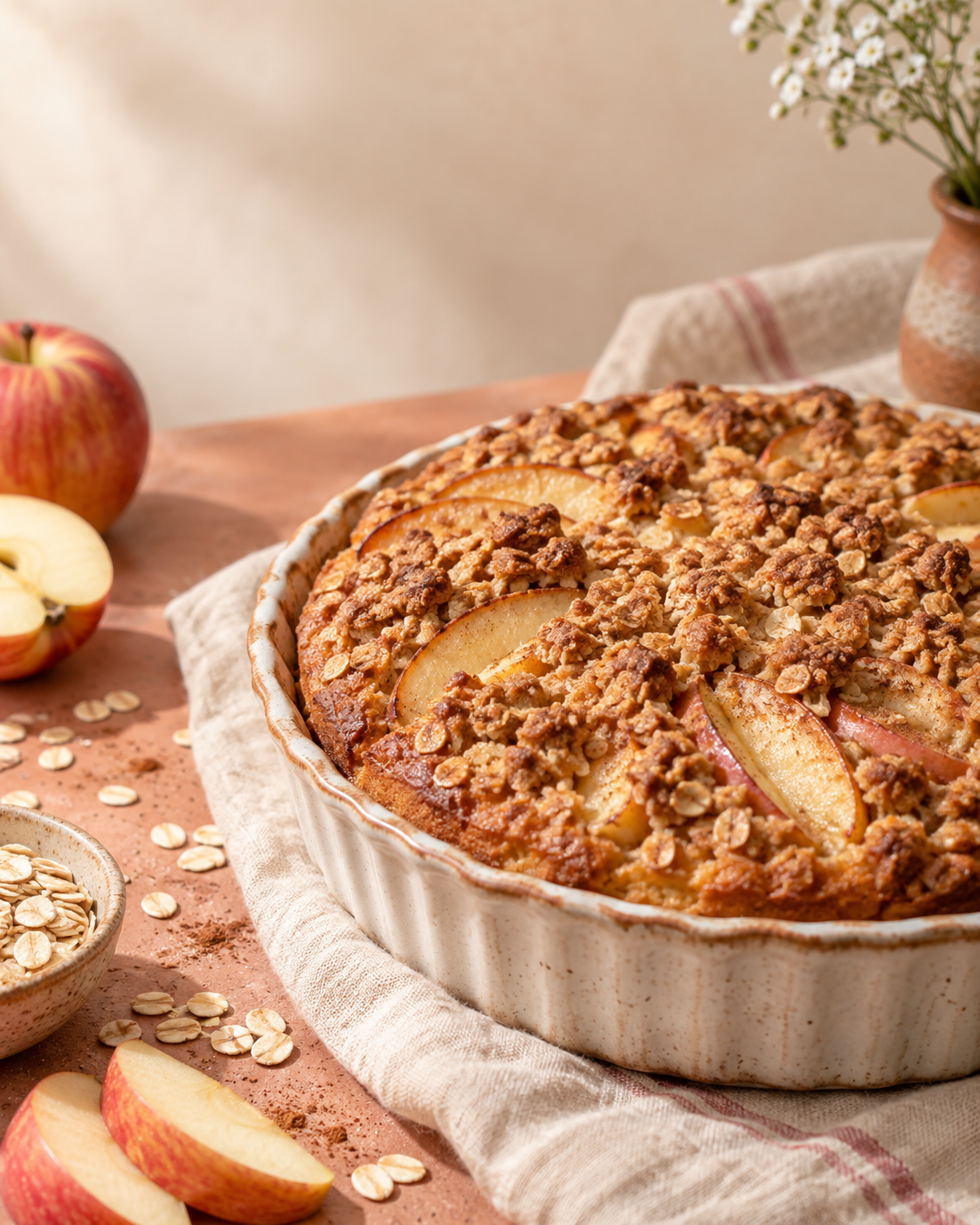 Fresh apple crumble cake